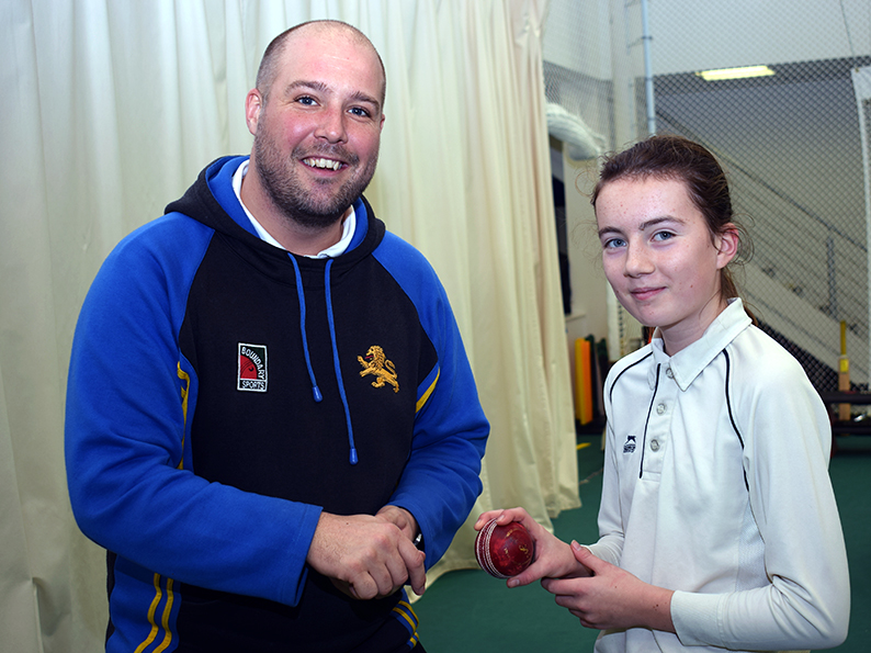 Devon's pathway manager Sandy Allen working with Olivia Powell at the Devon Cricket Centre<br>credit: Conrad Sutcliffe
