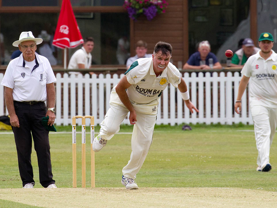 Joel Murphy - only Budleigh bowler to take two wickets against Abbotskerswell 