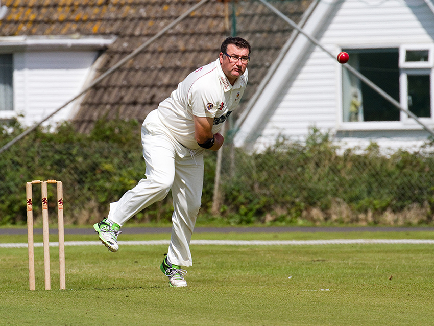 Sidmouth's Miles Dalton, who bowled four overs for five runs conceded in the win over Thorverton