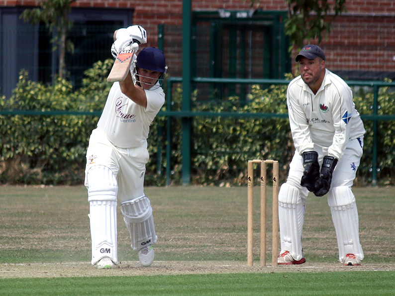 Textbook stuff from Rob Holman, who top scored for Heathcoat against Sandford<br>credit: Gerry Hunt