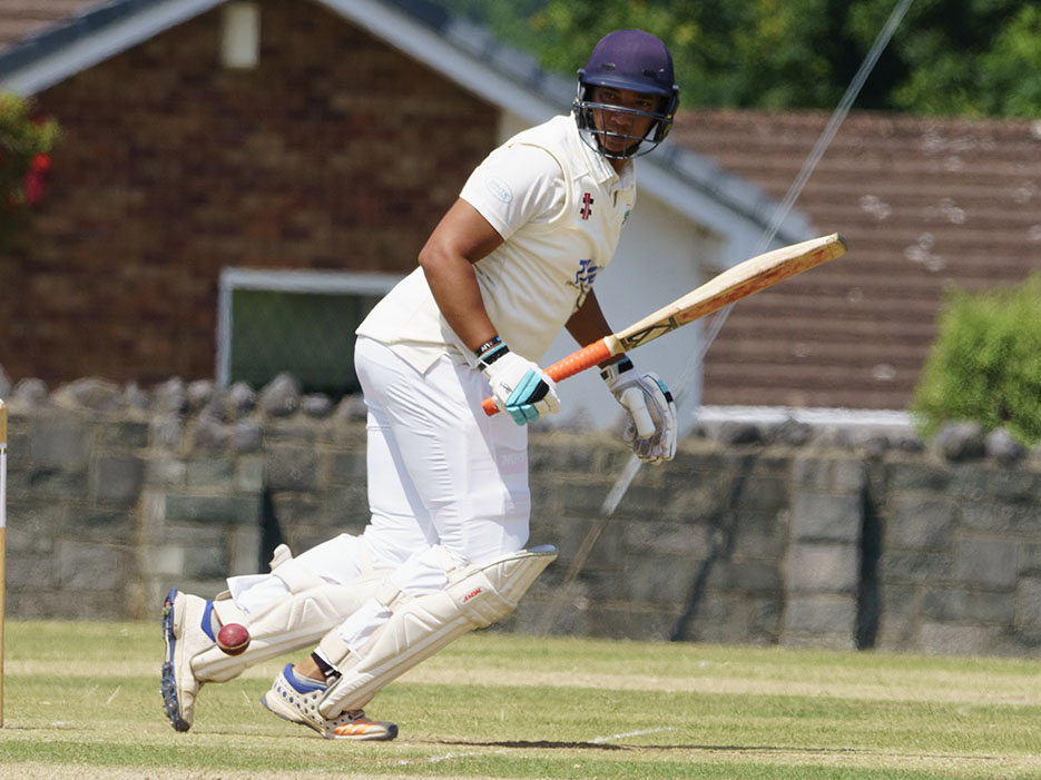 Ruben Minnaar accumulating his half-century during the challenge match at Bovey Tracey