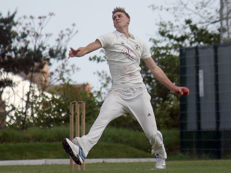 Tom Lammoby - three-wicket burst for Exeter at Torquay<br>credit: Photo: Gerry Hunt
