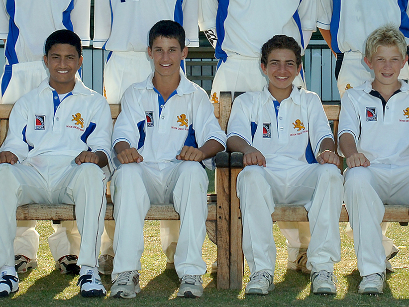 Lewis Gregory (centre) in a Devon Youth team group