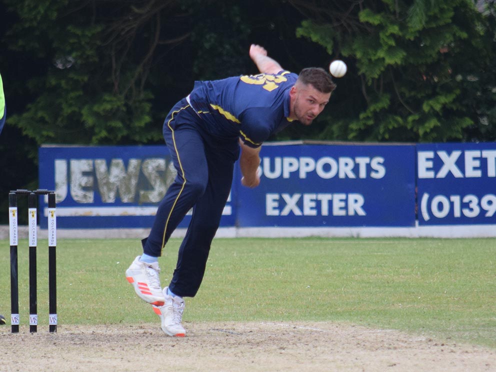 Devon seamer Dan Goodey – his bowling was one of the few bright spots for Devon in their cup defeat by Dorset<br>credit: Conrad Sutcliffe - no re-use without copyright owner's consente
