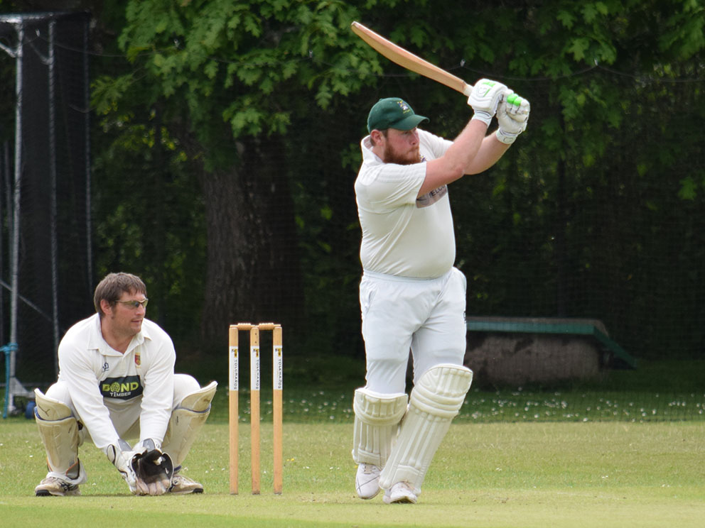 Bovey Tracey 2nd XI batsman Ed Foreman whips the ball through mid-wicket on the way to 96 in his side's win over Tavistock in the B Division<br>credit: Conrad Sutcliffe