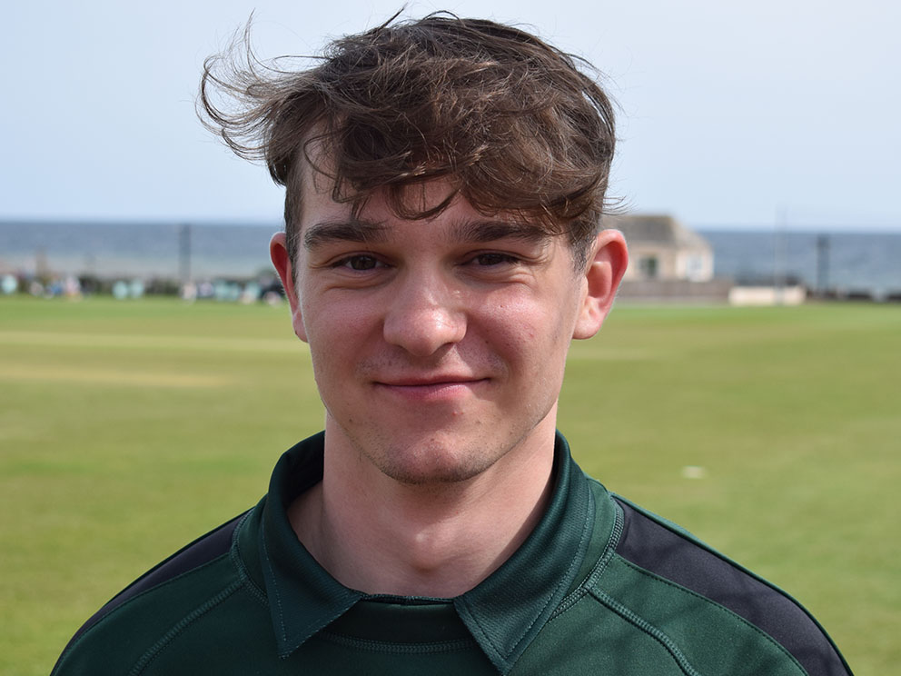 Sidmouth's Taylor Ingham-Hill – on the losing side against Uplyme despite making a century<br>credit: Conrad Sutclffe
