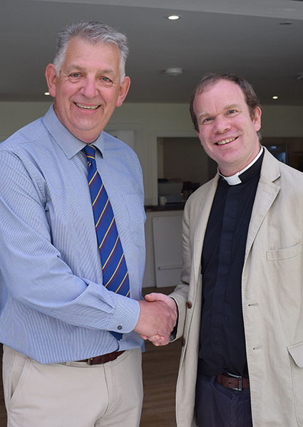 Ipplepen chairman Keith Wakeham, who made a speech during the opening ceremony, greeting Rev Andrew Down
