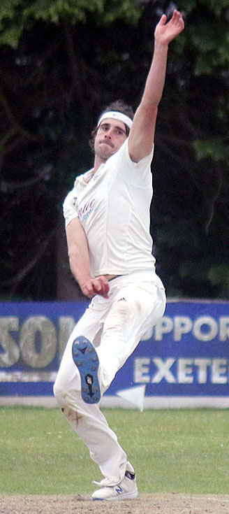 Somerset captain Ben Green – seen here bowling for Exeter in the Tolchards DCL Premier Division in 2021 | Photo: Gerry Hunt