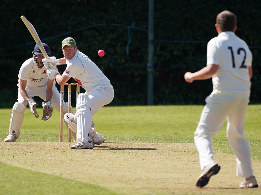 Lloyd White hits out for Ashburton in their Aaron Printers Cup semi-final win over Paignton