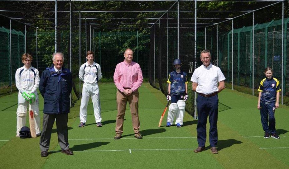 Looking down the practice lanes at Plympton's newly refurbished nets