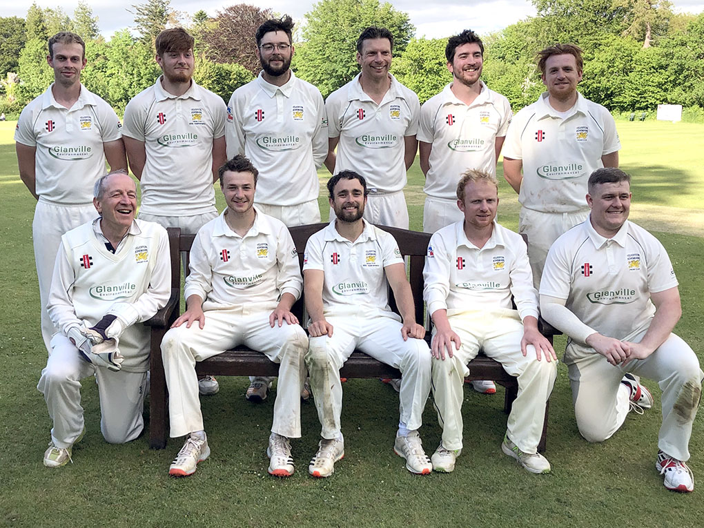 Yelverton after their 45-run win over Roche in the National Village Cup. Back (left to right): David Ackford, Josh Stephenson, Mike Lemmings, James Fern, Sam Crompton, Tom Richards; front: Martin Goff, Ben Grove, Rob Grove (captain), Phil Mutlow, Lewis Gunn-Collins