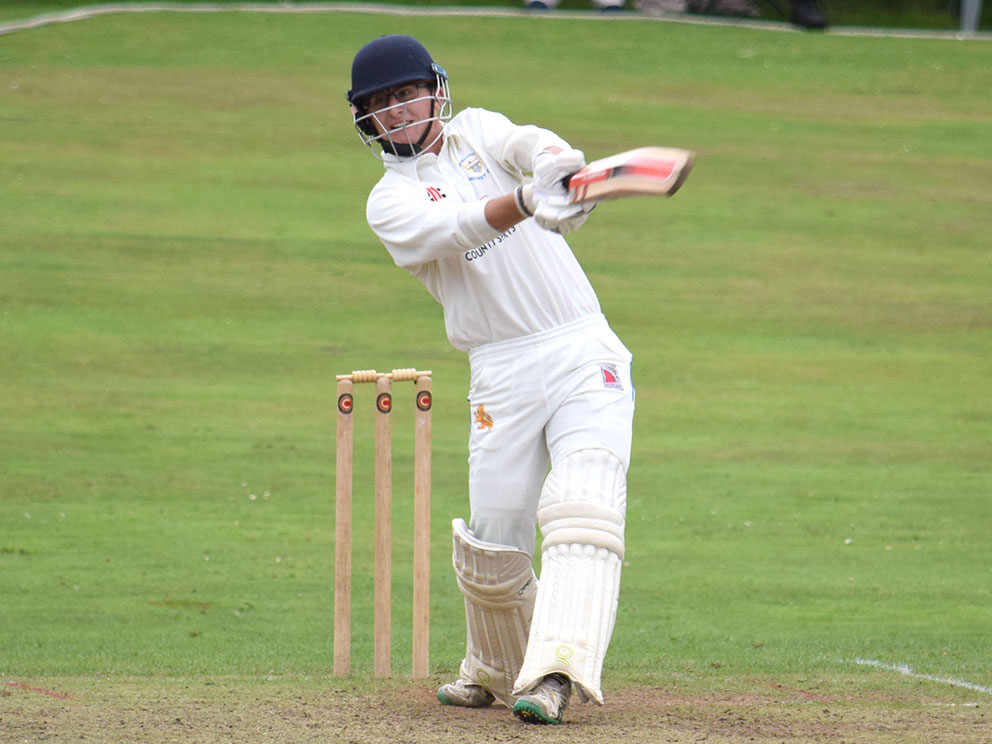 Jack Ford – 50 not out for Bideford against Newton Tracey<br>credit: Conrad Sutcliffe – no re-use without consent