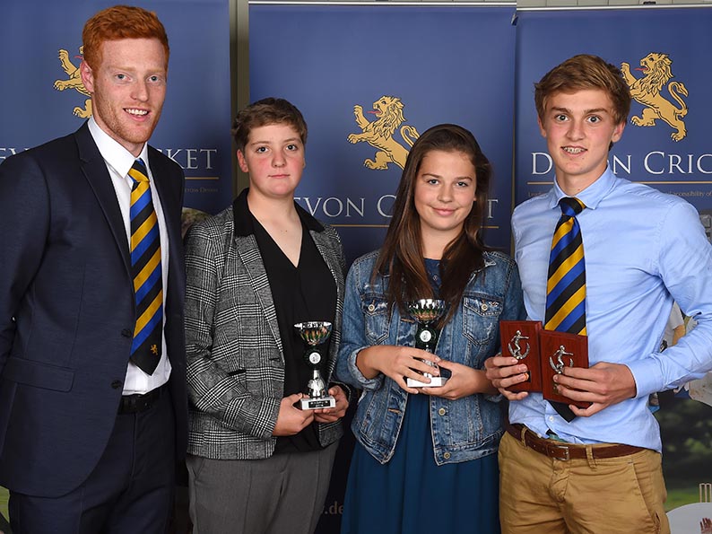 VIP guest Ryan Stevenson with (left to right) Rose Ball, Ellie Ingham-Hill and Tom Lammonby at last year's awards night