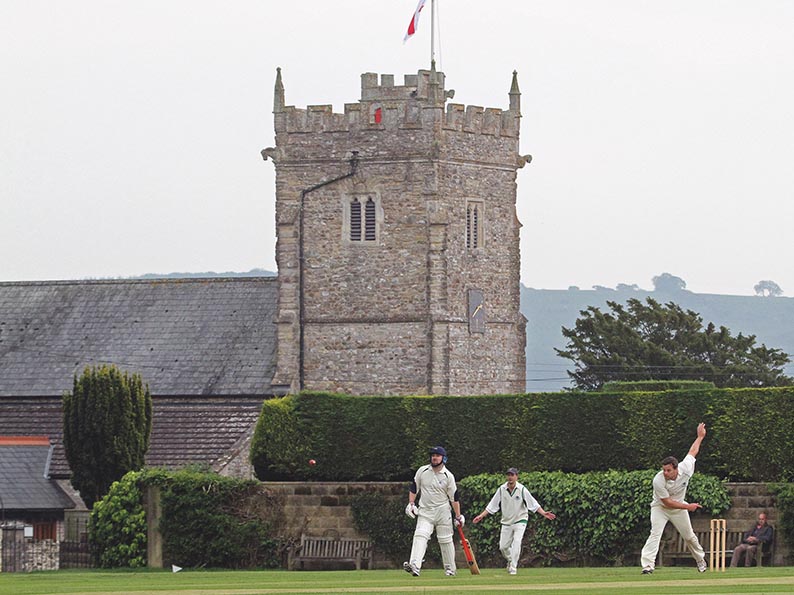 What a setting! The 13th Century parish church of St Giles towers over the cricket field at Kilmington 