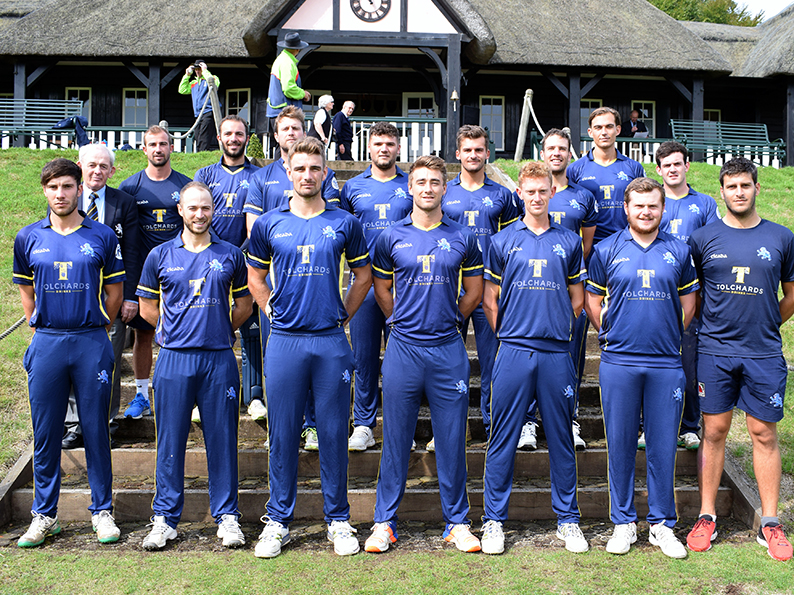 The Devon squad on the pavilion steps at Wormsley