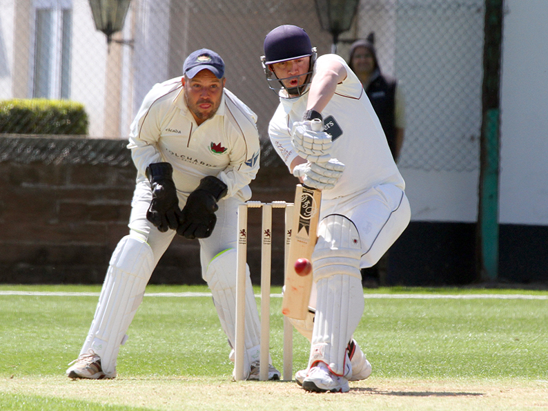Nick Gingell batting for Sidmouth - the keeper is Sandy Allen