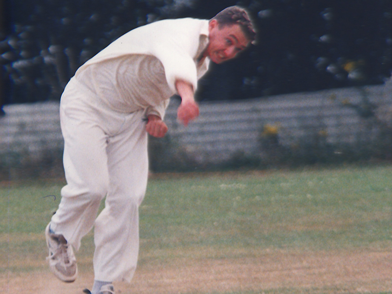 Jon Tipper - an early 90s action shot of the Exeter paceman