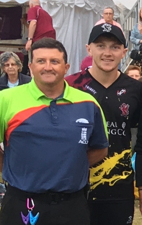 Paul Smith (left) with Dom Bess when he umpired a T20 game between Dorset and Somerset last season