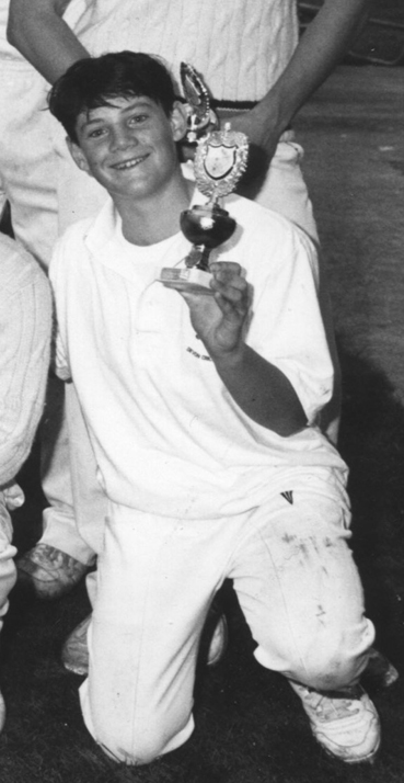 The teenaged Chris Read after winning the Brockman Cup final with Paignton 3rd XI in 1994