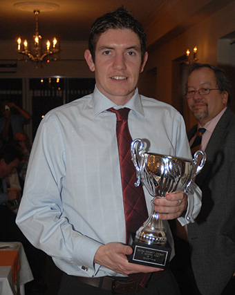 James Bogue with the E Division champions trophy he won as COuntess Wear captain in 2007