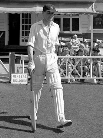 Derek Cole going out to bat for the Minor Counties against Pakistan at Torquay in 1972