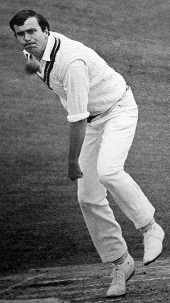 Jack Davey bowling for Gloucesestershire when everything was black and white in the 1970s!