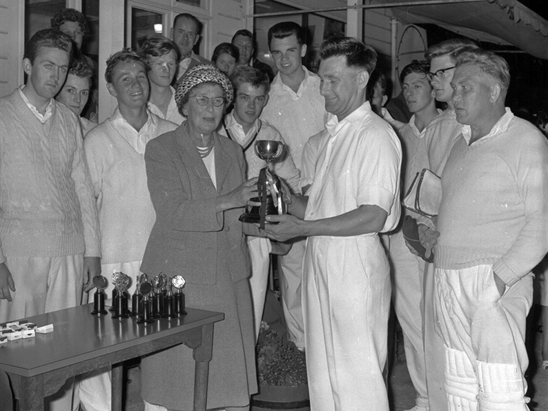 Chelston's Ken Zaple collecting the Brockman Cup after the 1962 final