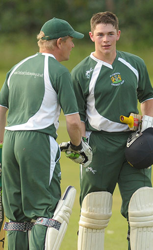 George Stephenson (right) batting with Steve Luffman for Plymouth CC
