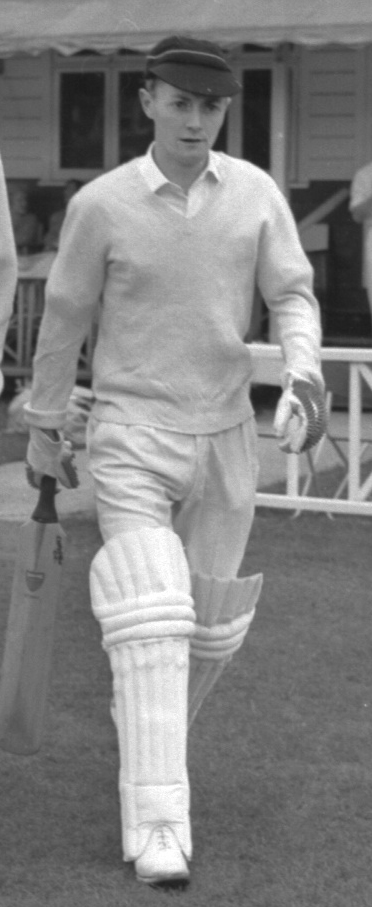 A youthful Geoff Coish going out to bat for Chelston in 1962