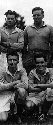 Ray Batten (back, right) in a rugby team photo from the 1947-48 season