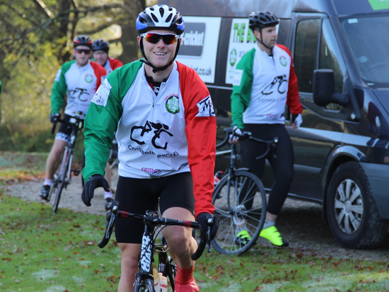 Samuel Wyatt-Haines on a previous fund-raising bike ride