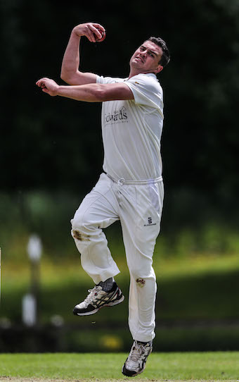 Heathcoat's Jack Menheneott on the way to a four-wicket haul against Sandford