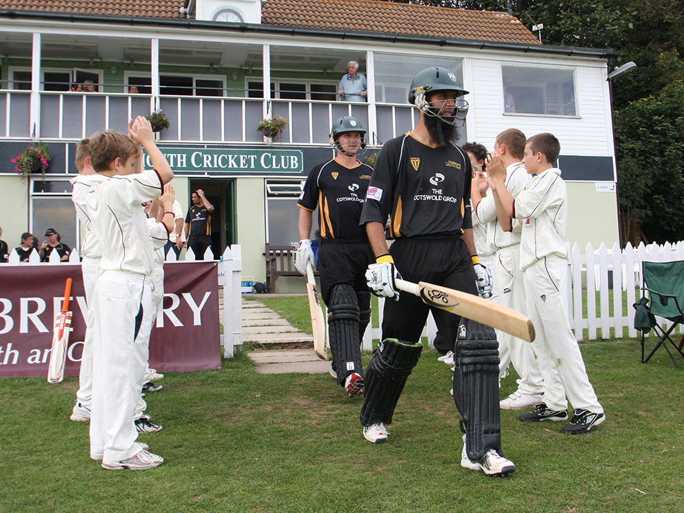 England's Moeen Ali going out to bat for Worcestershire when they played Devon at Exmouth in 2009