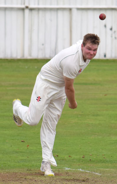 Hatherleigh's Paul Heard on the way to a four-wicket haul