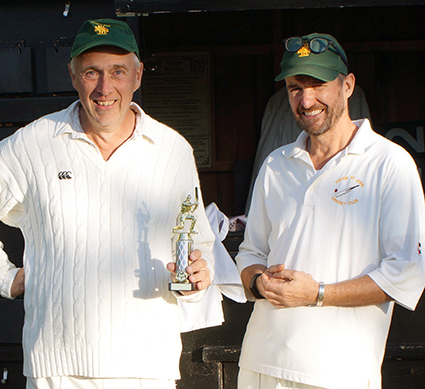 Prolific batsman Phil Tolley (left) collecting his award from David Alford