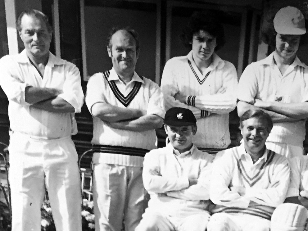 Peter Eele, second from the left, in a Sidmouth CC team group from the 1978 season