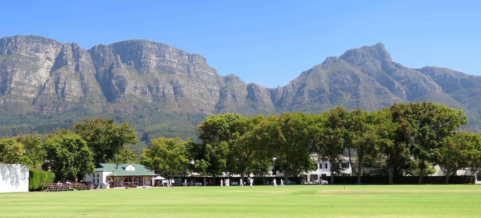The players head for lunch at the Vineyard Oval, Cape Town. 