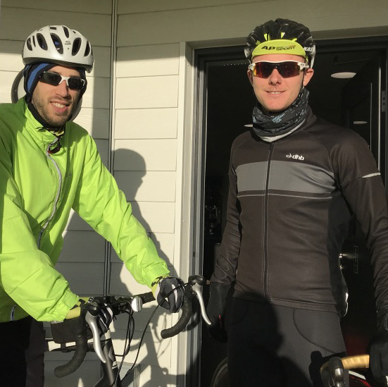 Scott Chappell (left), who joined Sam (right) on Sunday for a stint in the saddle