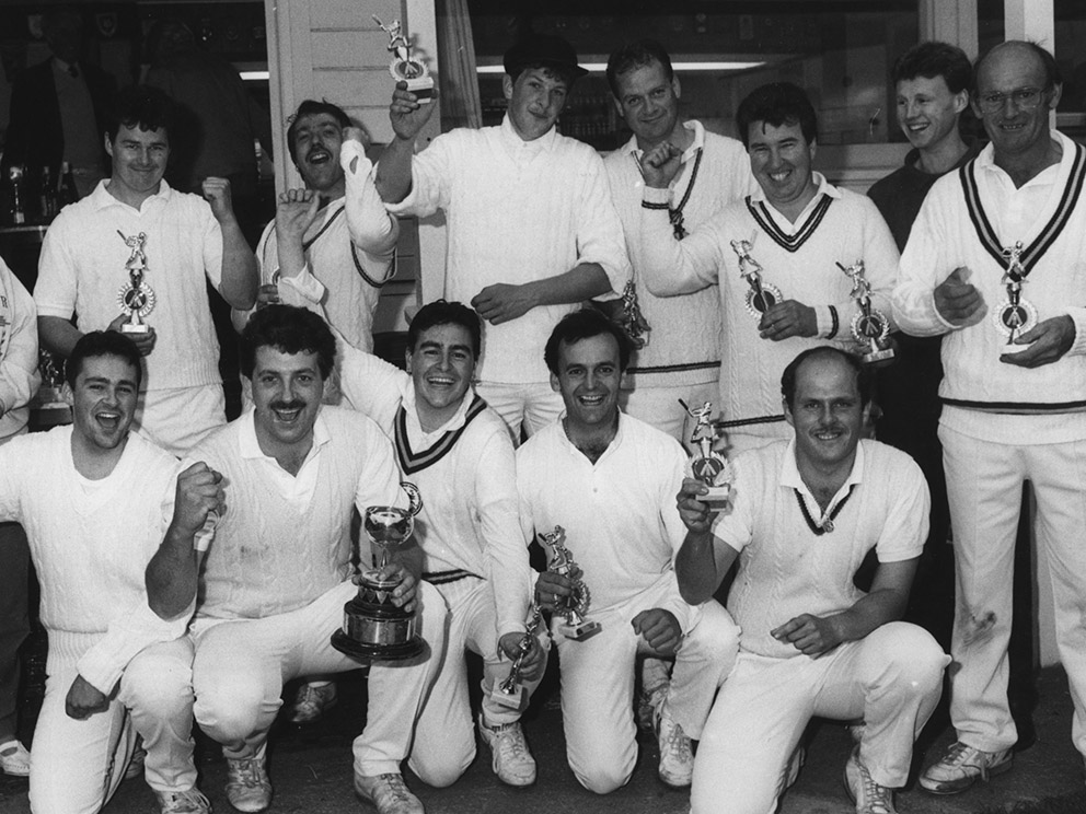 From the archive ... Ipplepen captain Keith Wakeham clutches the Brockman Cup after his side triumphed in the 1991 final<br>credit: Contributed