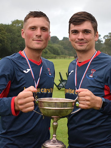 Match-winner Harry Choules (left) and brother Jake with the Corinthian Cup