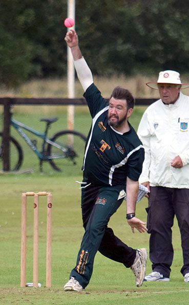Plymouth captain Jimmy Haffenden bowling against Thorverton