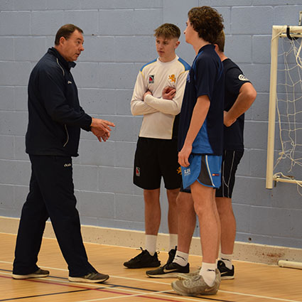 Dave Tall working with young players at the first winter training session
