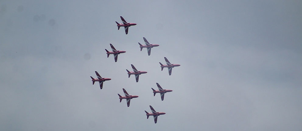 The Red Arrows overhead at Torquay 