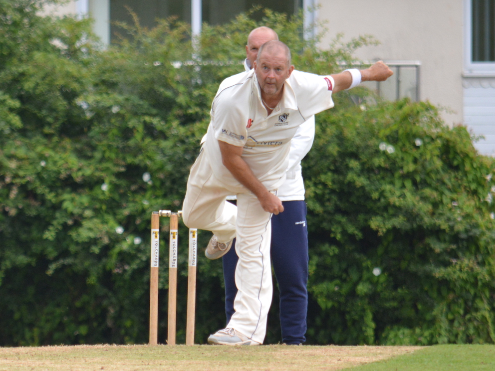 Marcus Tanton – easily  Babbacombe's most economical bowler against Stokeinteignhead<br>credit: Conrad Sutcliffe - no re-use without copyright owner's consent