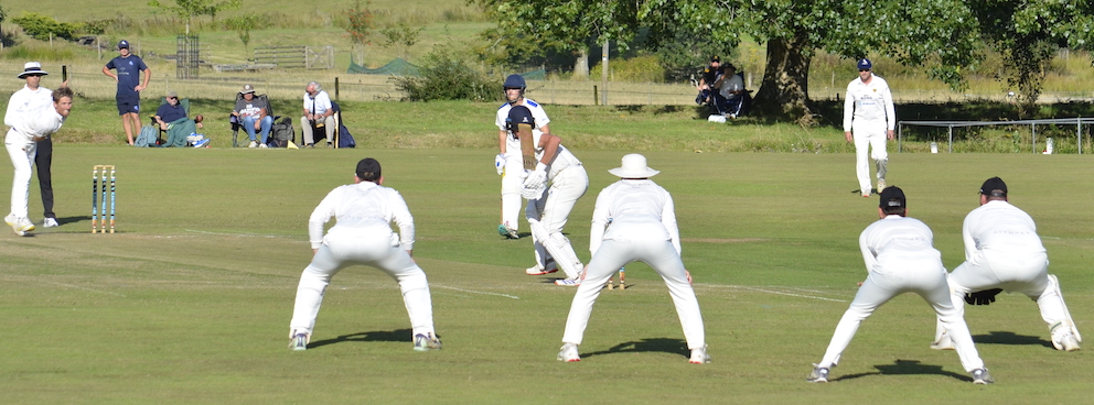 Cornwall attack with the ball during the last hour on day one