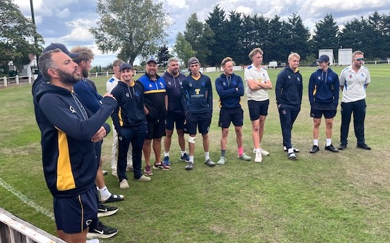 Disappointed Devon players put on a brave face at the post-match presentation ceremony