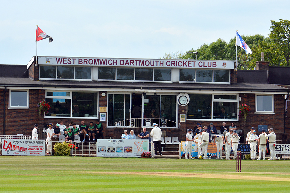 Devon on the outfield at West Bromwich Dartmouth ready to face Buckinghamshire