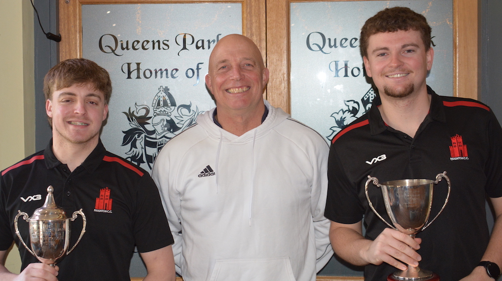 Left to right are Ollie Woodcock, Paignton chairman Tim Ward and Luke Medlock<br>credit: Conrad Sutcliffe - no re-use without copyright owner's consent
