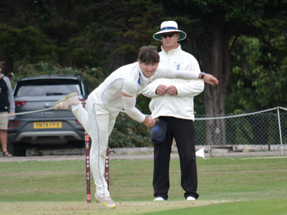 Ben Privett puts everything into this delivery during his spell