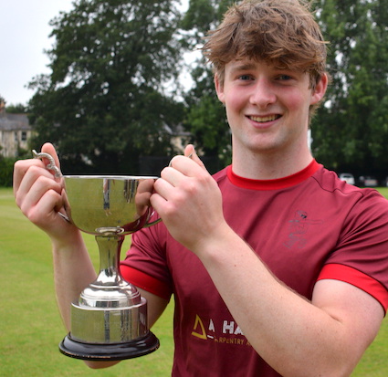 Man of the match Toby Holroyd with the Stanbury Trophy